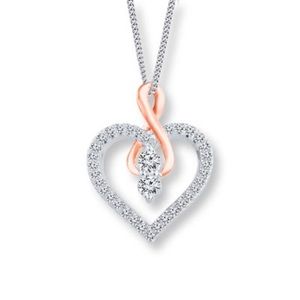 Ever Us 1/4 CT. T.W. Two-Stone Diamond Heart with Infinity Pendant in 14K - 19"